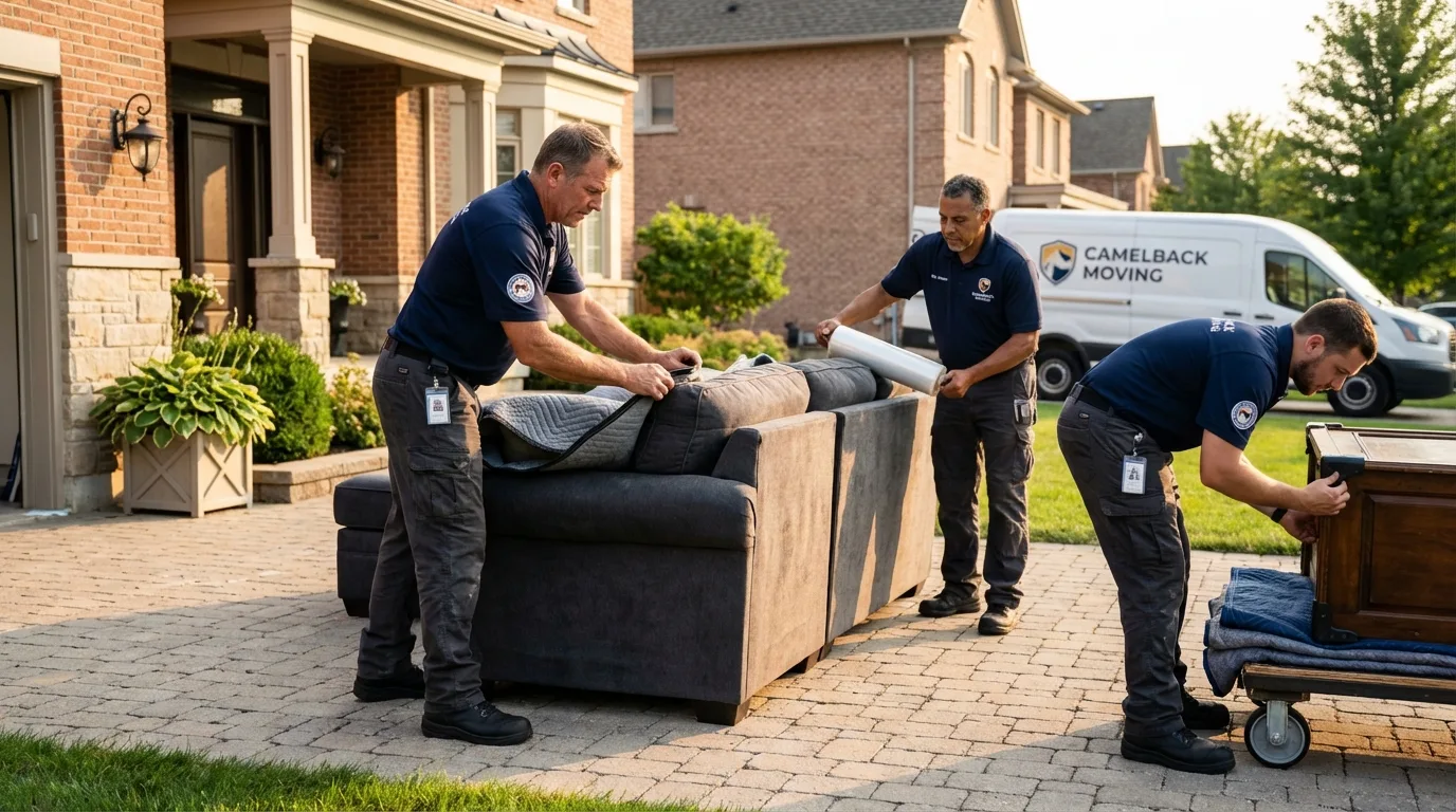 Large estate moving crew wrapping furniture in Beachwood, NJ