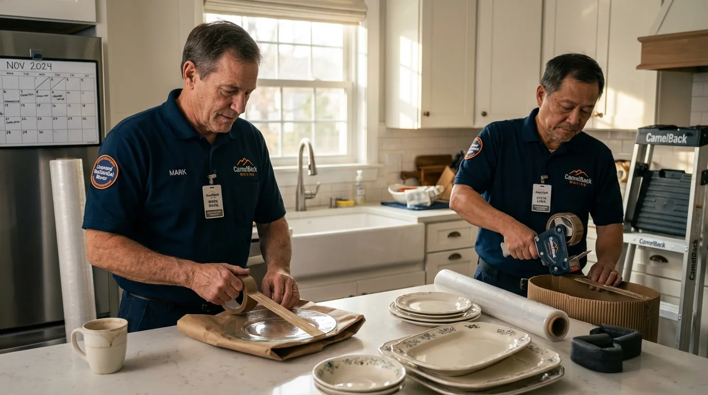 Professional crew packing kitchen dishware in Beachwood, NJ